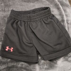 Under Armour Black Girls Athletic Shorts with Pink Logo